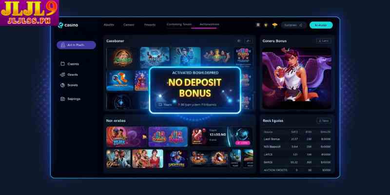 Online casino dashboard displaying activated no deposit bonus credits in 2026